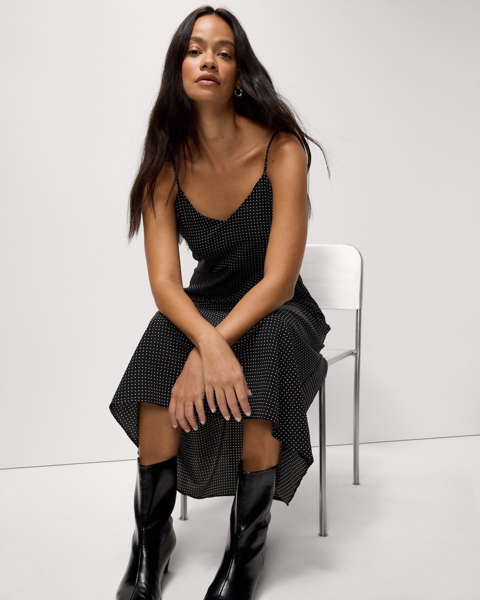 image 1 of F&F Polka Dot Strappy Midi Dress in Multi Black