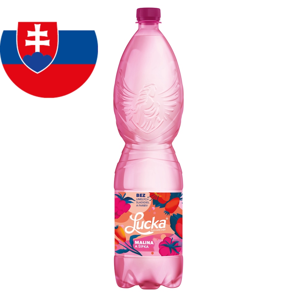 Lucka Tvoj vodný anjel Pramenitá voda jemne perlivá malina a šípka 1,5 l