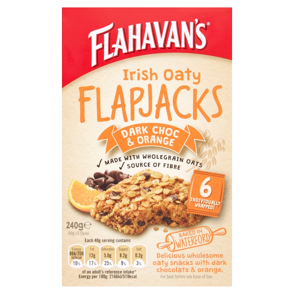 Flahavan's Oaty Flapjacks Dark Choc&Orange 240G