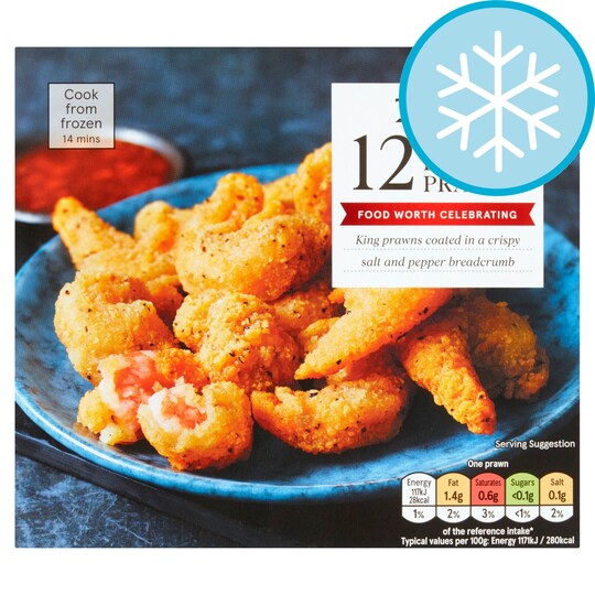 Tesco 12 Salt & Pepper Prawns 132G Tesco Groceries