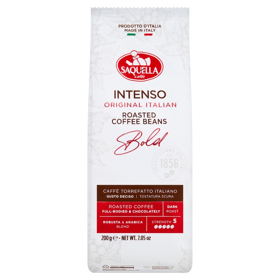 Saquella Intenso Original Italian Coffee Beans Bold 200g