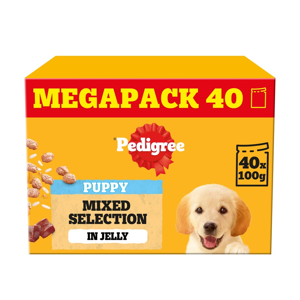 image 1 of PEDIGREE Junior Puppy Wet Dog Food Mixed Selection in Jelly 40x100g Pouch