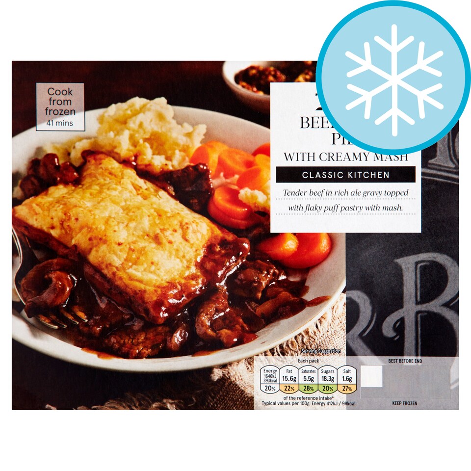 Tesco Beef & Ale Pie With Creamy Mash 400G Tesco Groceries