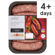 Ni Tesco Finest Beef & Black Pepper Sausages 400G