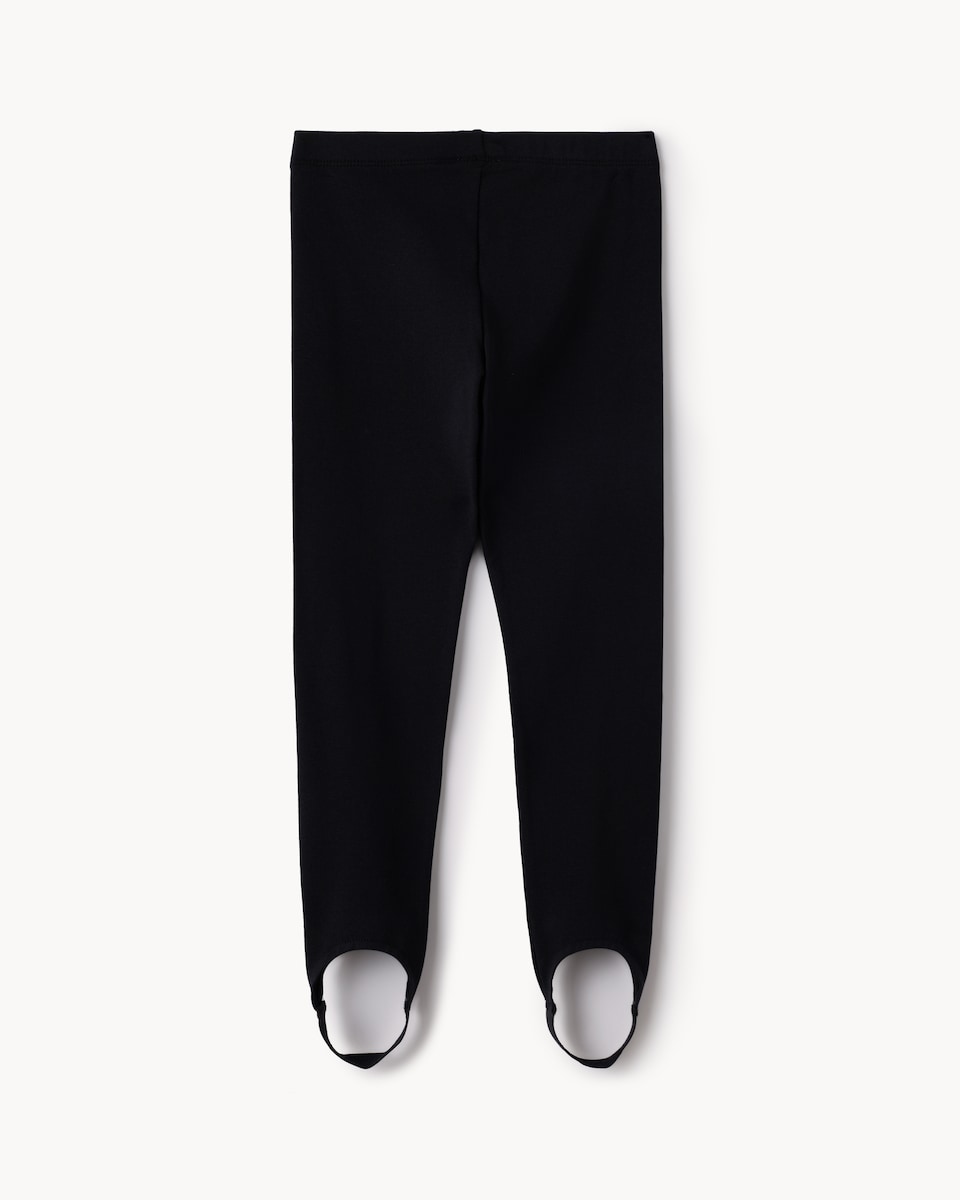 image 1 of F&F Girls Cotton Rich Stirrup Leggings in Black
