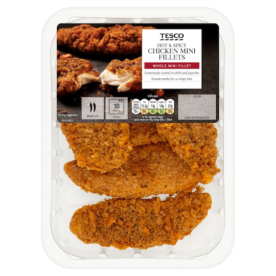 Tesco Hot & Spicy Breaded Chicken Mini Fillets 305G Tesco Groceries