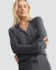 image 2 of F&F CoolEase™ Ribbed Wide Leg Button Up Revere Pyjama Set in Grey
