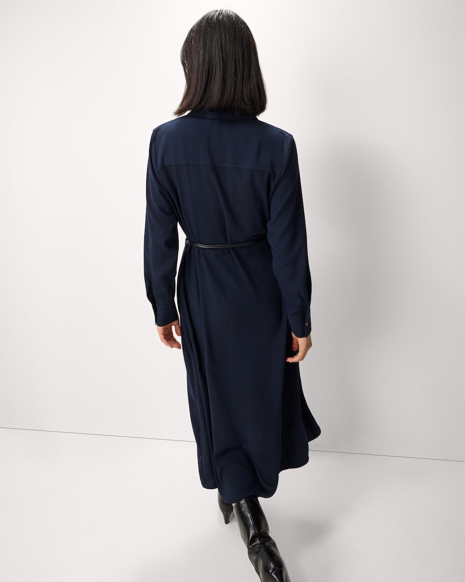 image 1 of F&F Shirt Belted Midi Dress in Navy