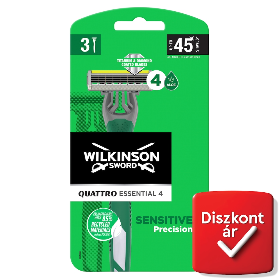 Wilkinson Sword Quattro Essential 4 Sensitive Precision borotva 3 db  1. kép