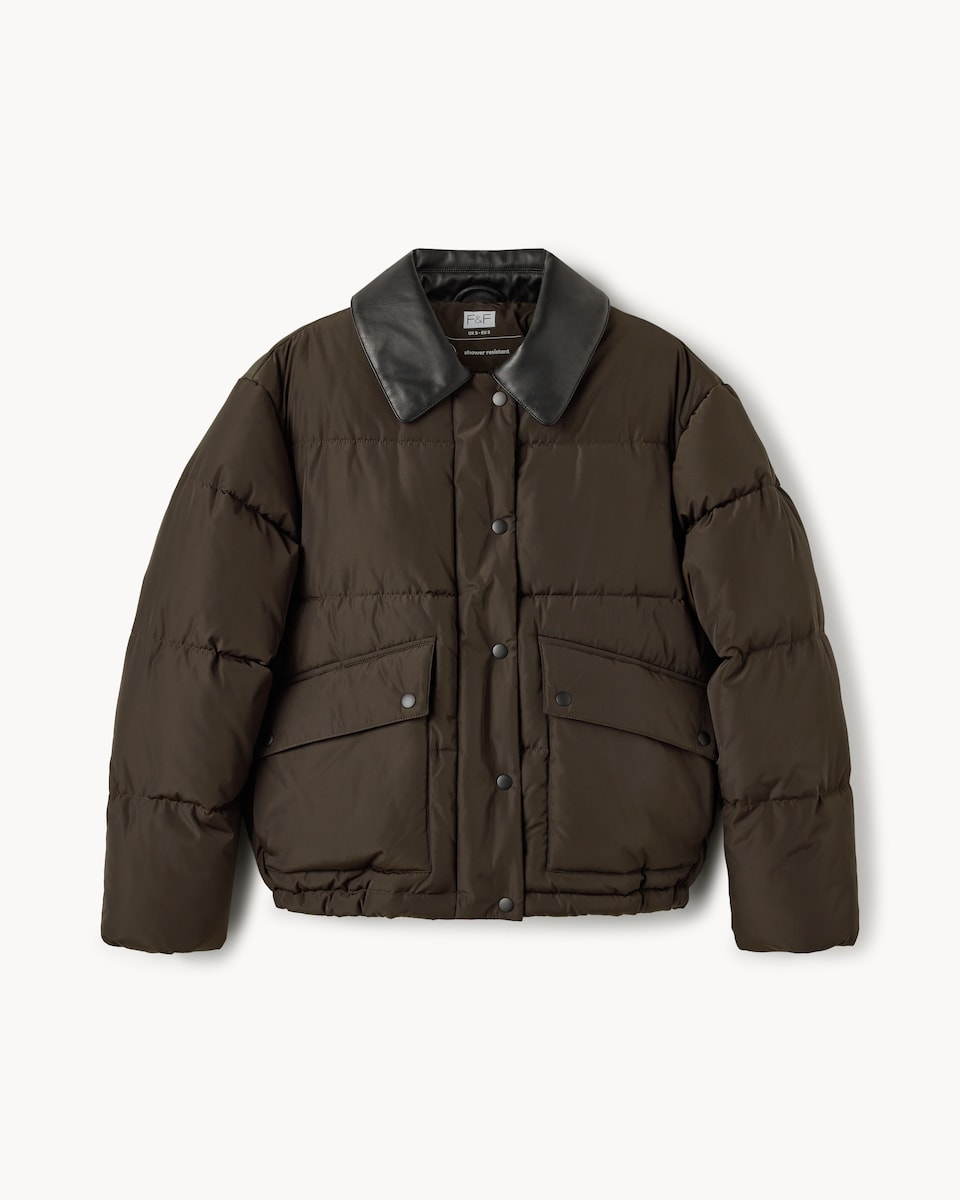 image 1 of F&F Shower Resistant Padded Jacket in Khaki