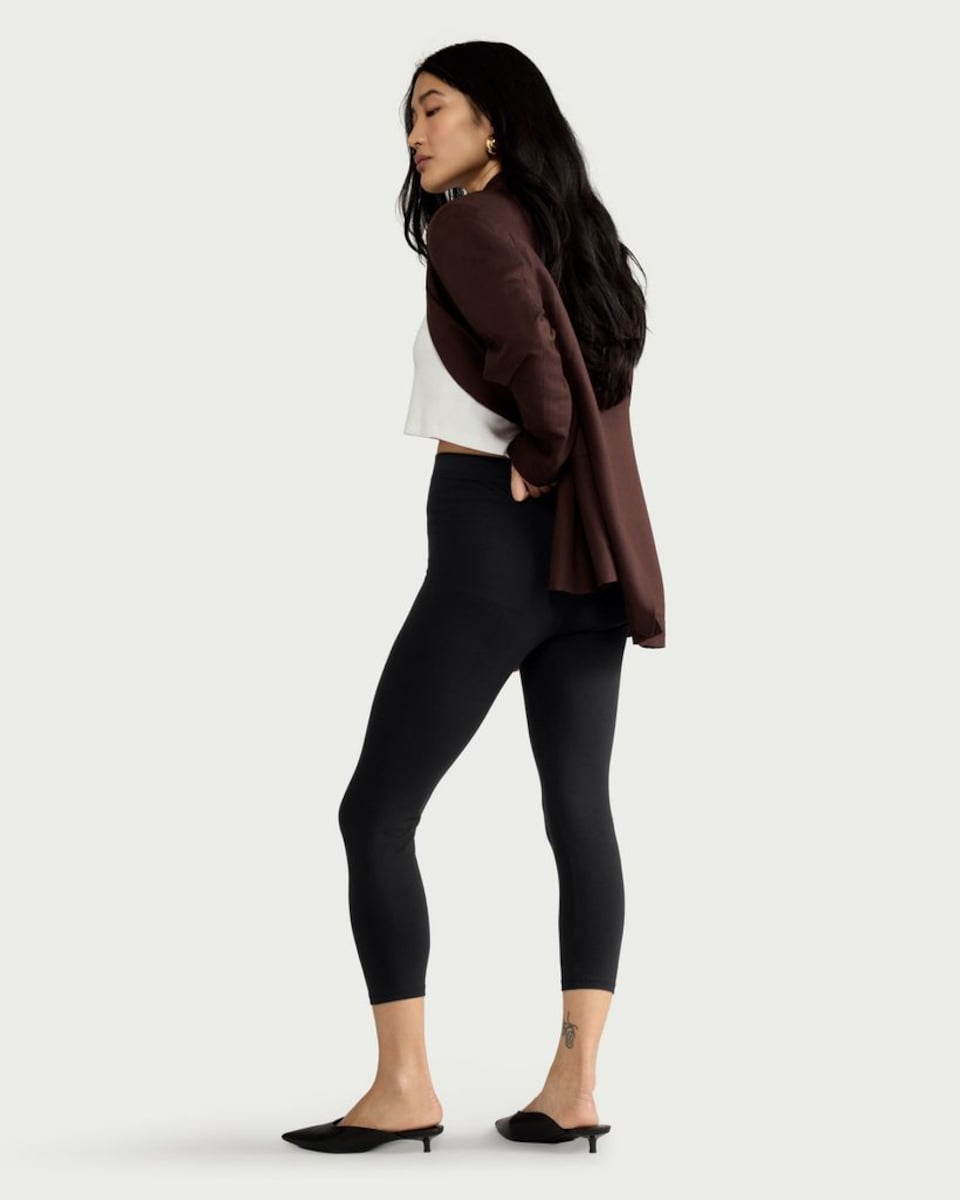 image 1 of F&F 2-Pack Cotton Rich Cropped Leggings in Black