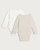 image 2 of F&F Baby 2-Pack Cotton Rich Little Love Wrap Long Sleeved Bodysuits in White