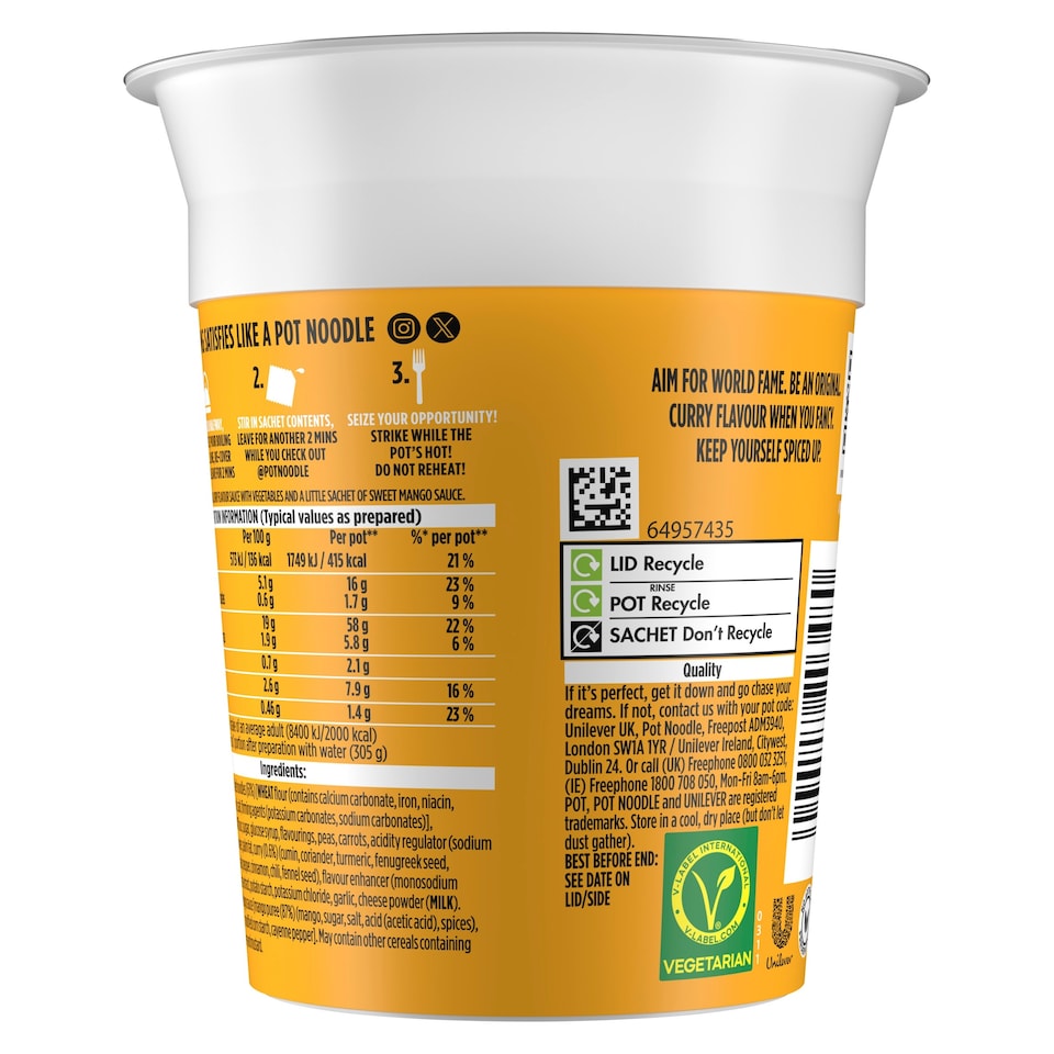image 1 of Pot Noodle Original Curry Instant Noodles 90g