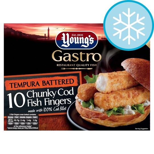 Youngs Gastro 10 Chunky Cod Fish Finger 400G Tesco Groceries