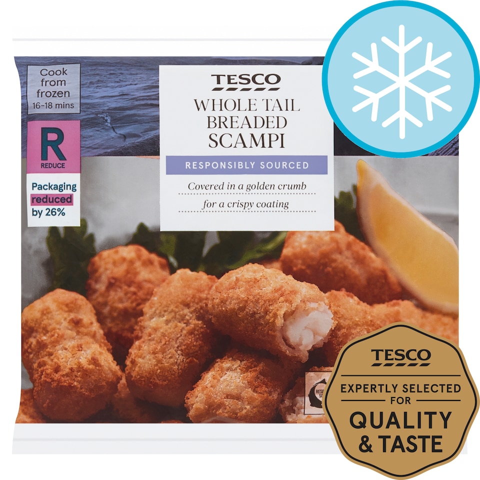 Tesco Wholetail Breaded Scampi 280G