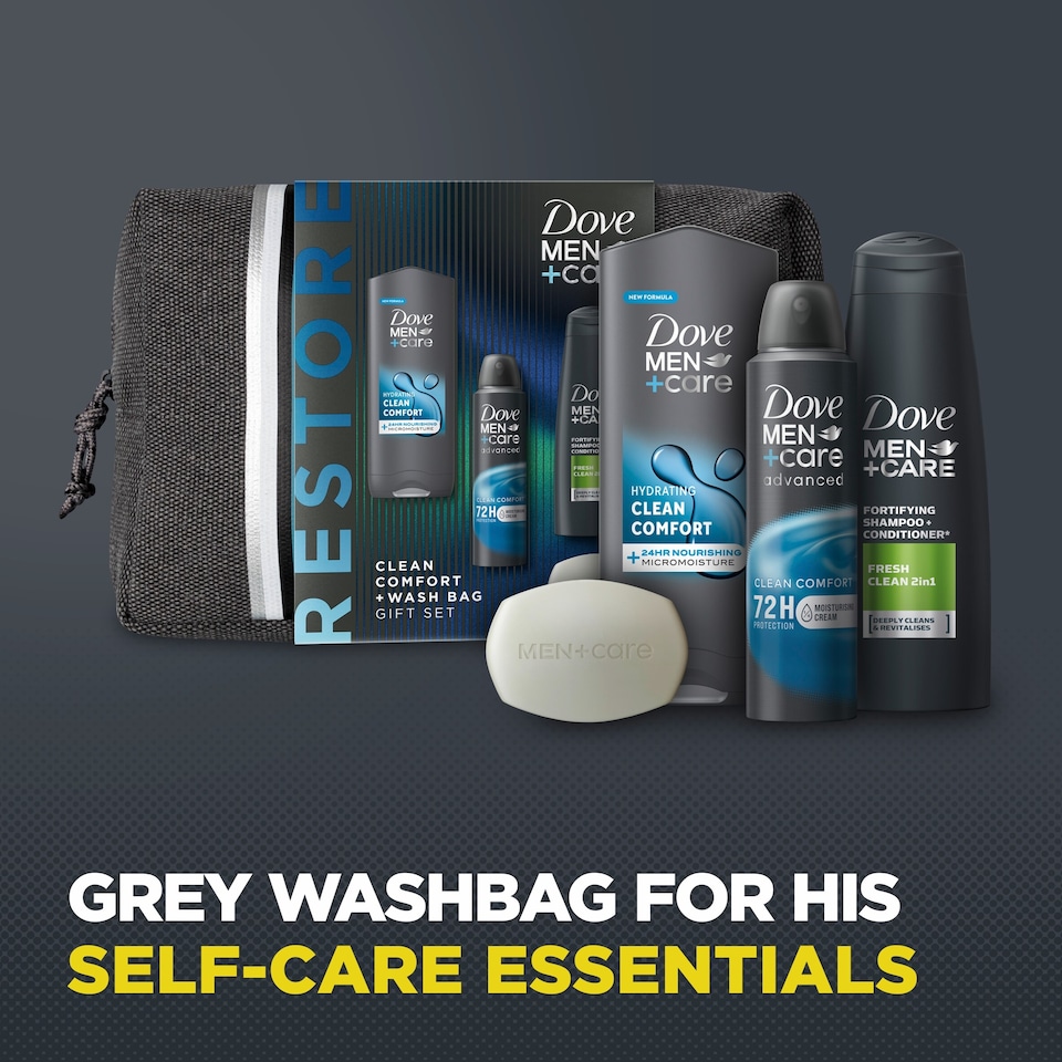 image 1 of Dove Men Plus Care With Canvas Wash Bag Gift Set