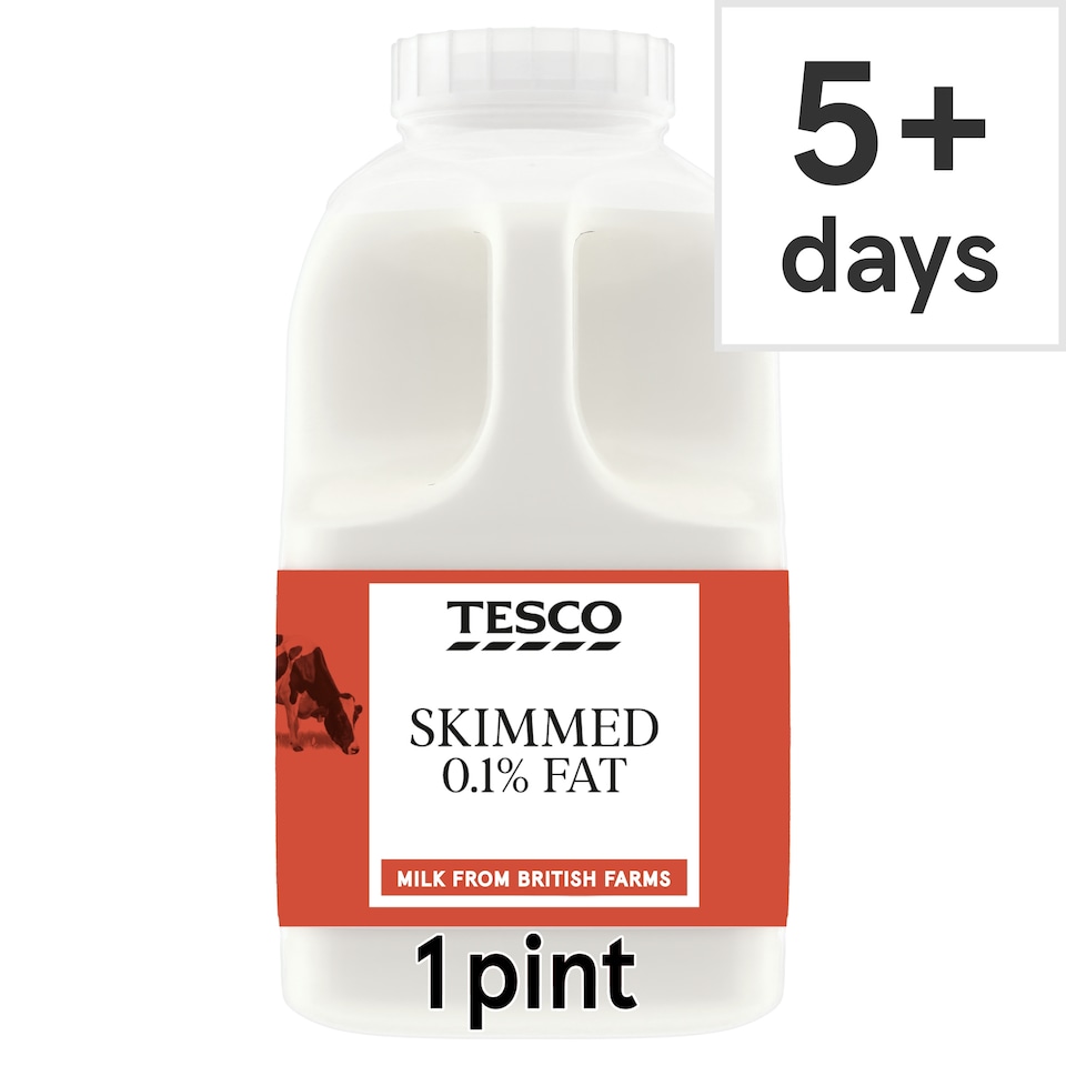 Tesco British Skimmed Milk 568Ml, 1 Pint