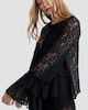 image 3 of F&F Lace Tiered Bell Sleeve Top in Black