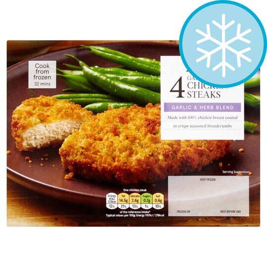 Tesco 4 Garlic & Herb Chicken Steaks 380G Tesco Groceries