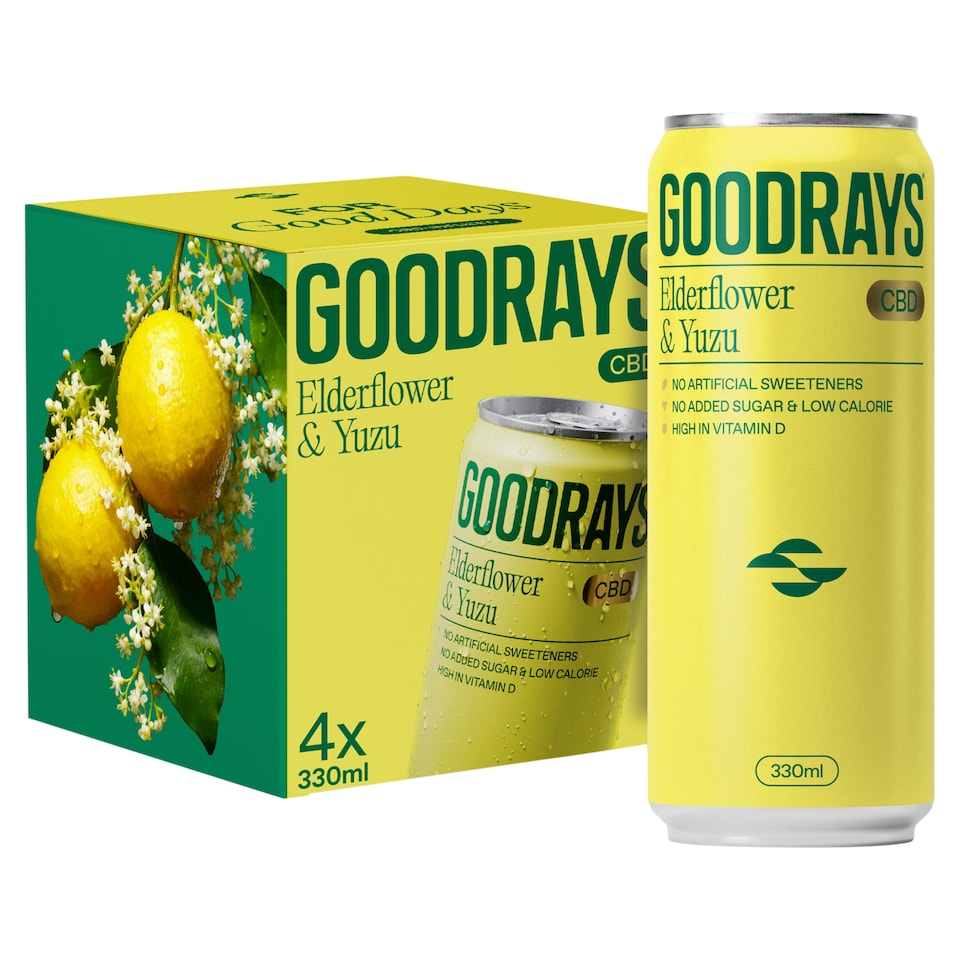 image 1 of Goodrays CBD Elderflower & Yuzu Drink 4 x 330ml