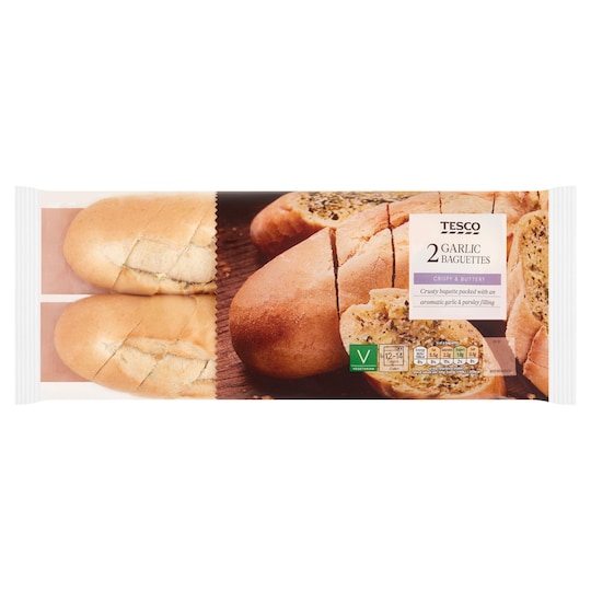 Tesco Twin Garlic Baguette 410G Tesco Groceries