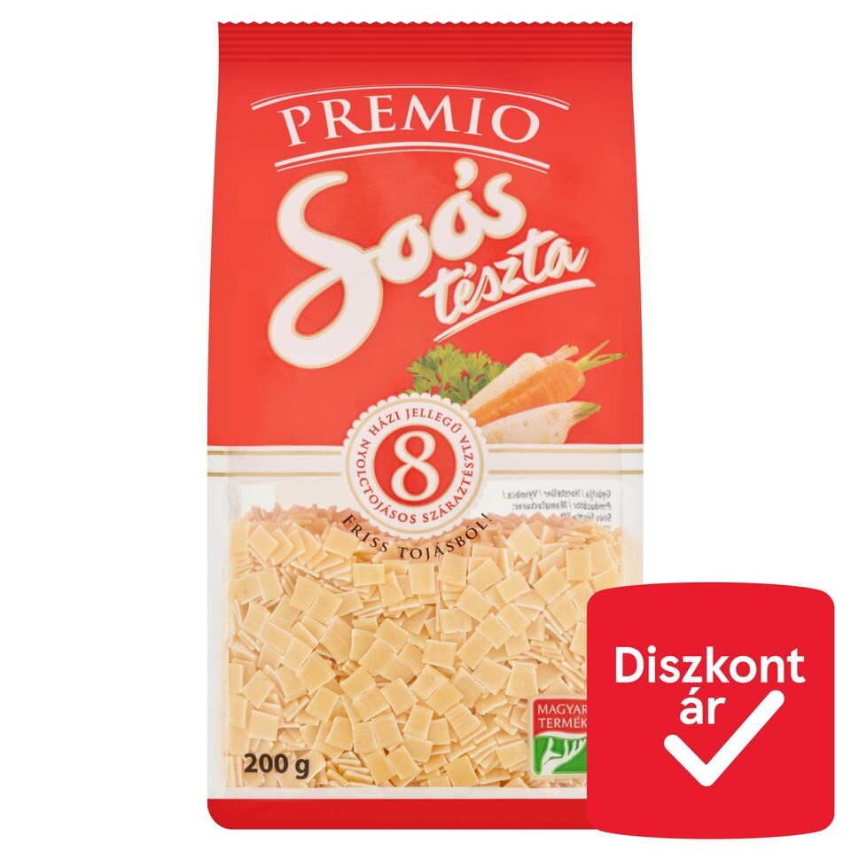 Soós Premio Small Square Home Style Dried Pasta with 8 Eggs 200 g