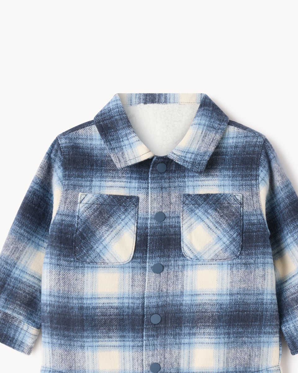 image 1 of F&F Baby Check Shirt, T-Shirt and Trousers Set in Blue