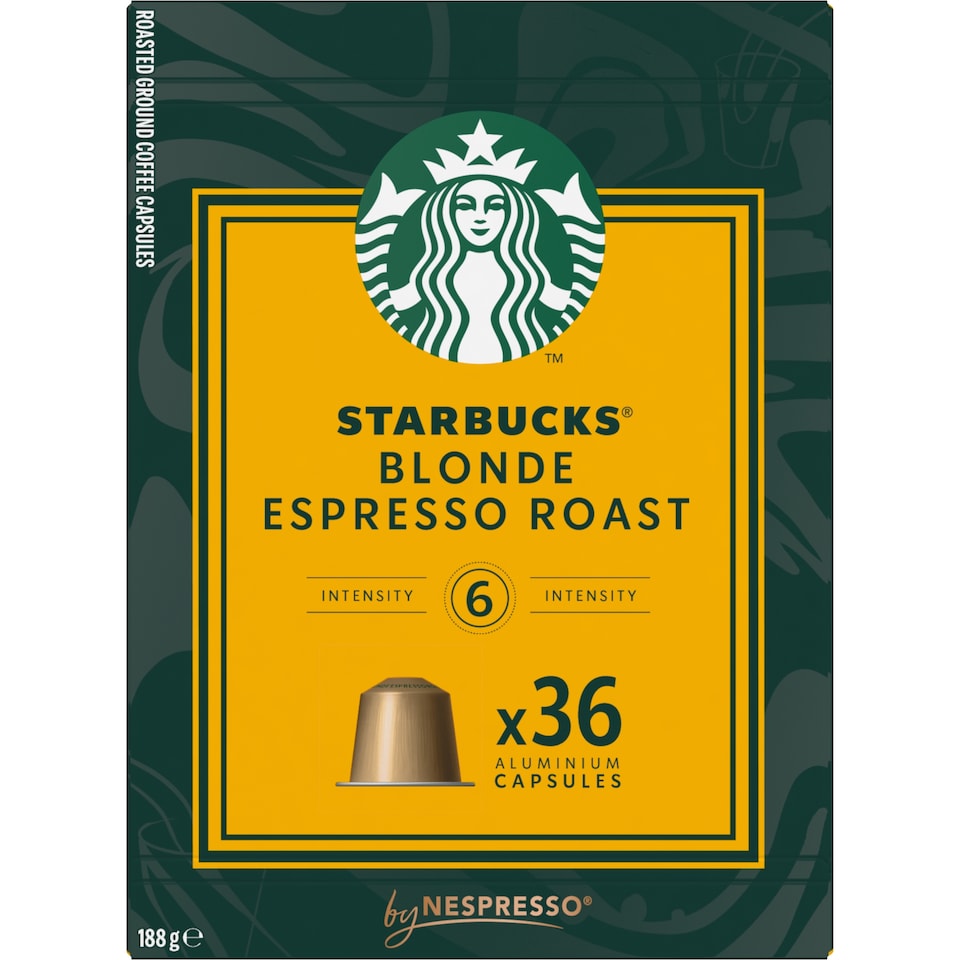 image 1 of Starbucks Blonde Espresso Roast Coffee Pods x36 188g