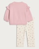 image 2 of F&F Baby 2-Piece Cotton Rich Bow Jumper and Leggings Set in Pink