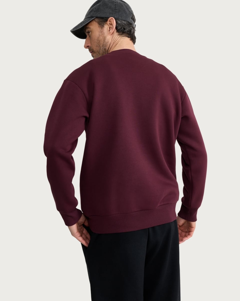 image 1 of F&F Cotton Rich Oversized Fit Sweatshirt in Burgundy