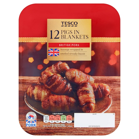 Tesco 12 British Pigs In Blankets 222G Tesco Groceries