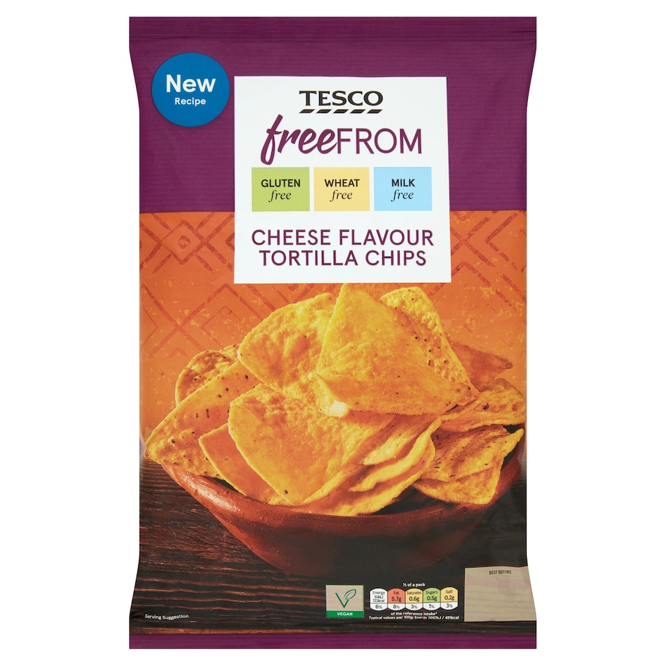 Tesco Free From Nacho Cheese Tortilla Chips 200g