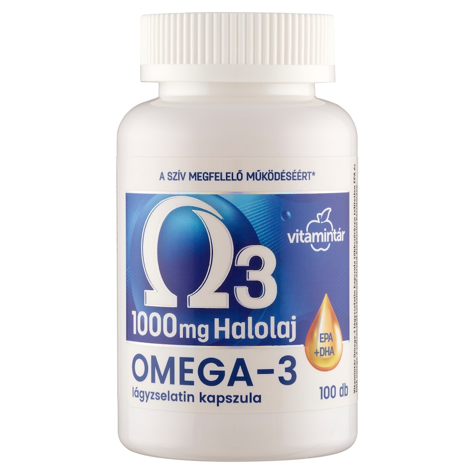 Vitamintár Omega-3 1000 mg halolaj étrend-kiegészítő lágyzselatin kapszula 100 x 1,35 g 1. kép