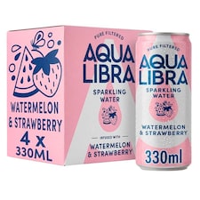 Aqua Libra Sparkling Water Watermelon & Strawberry 4 x 330ml