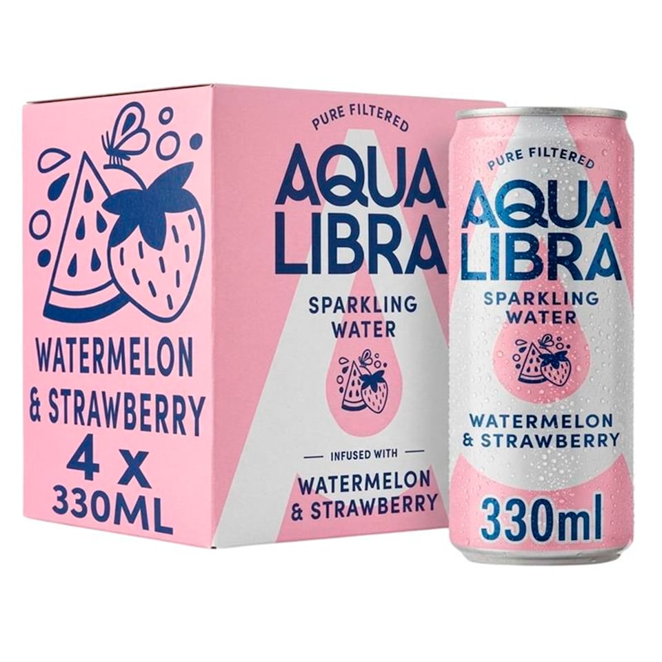 image 1 of Aqua Libra Sparkling Water Watermelon & Strawberry 4 x 330ml