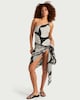 image 2 of F&F Shell Print Tie Side Sarong in Multi Black White