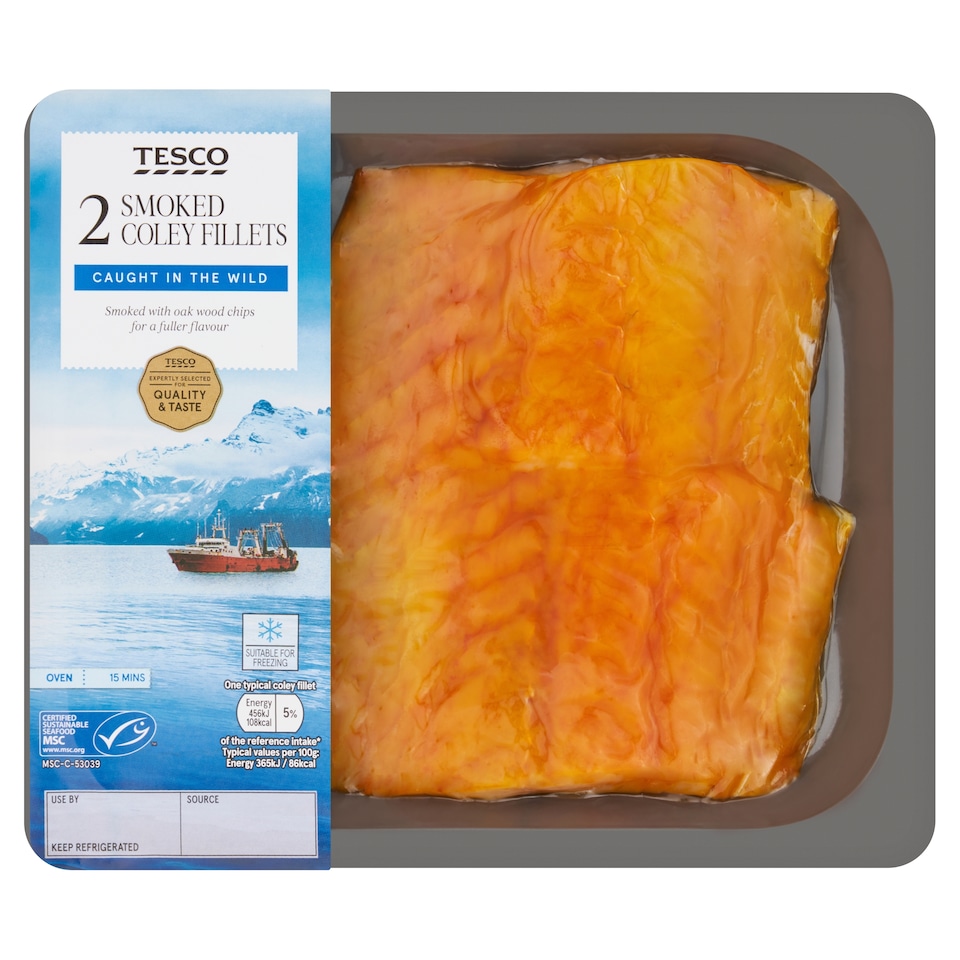 Tesco 2 Smoked Coley Fillets 250g