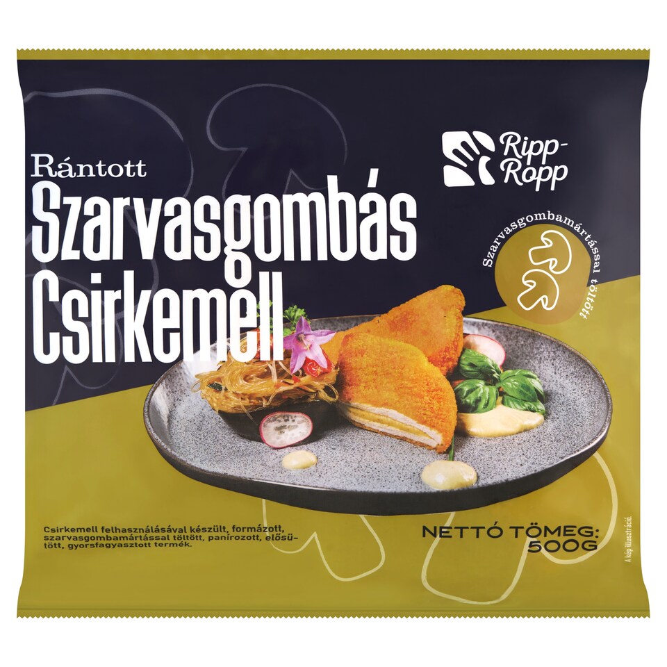 Ripp-Ropp gyorsfagyasztott elősütött rántott szarvasgombás csirkemell 500 g