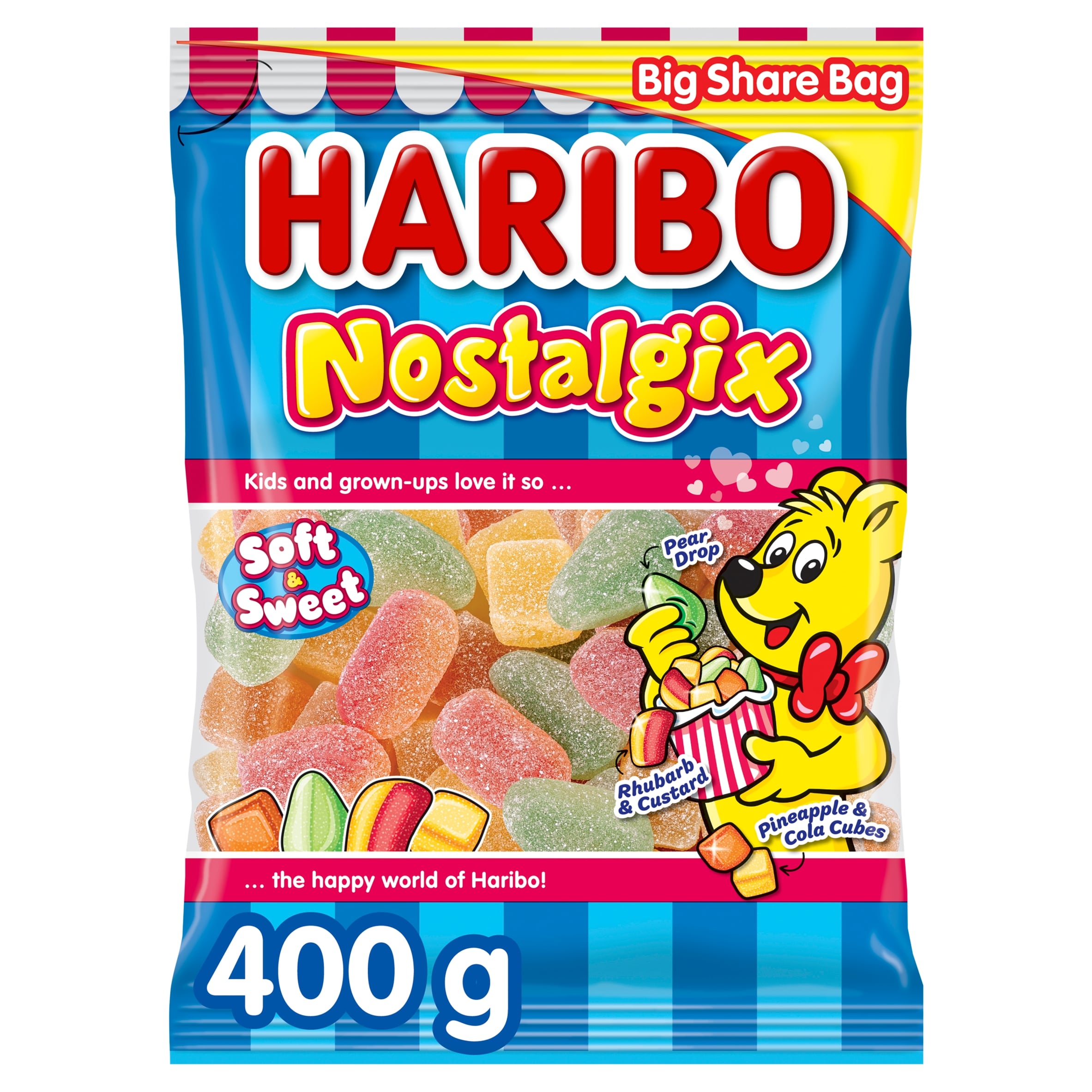 HARIBO Nostalgix Big Share Bag Fruit & Cola Flavour Gums 400g