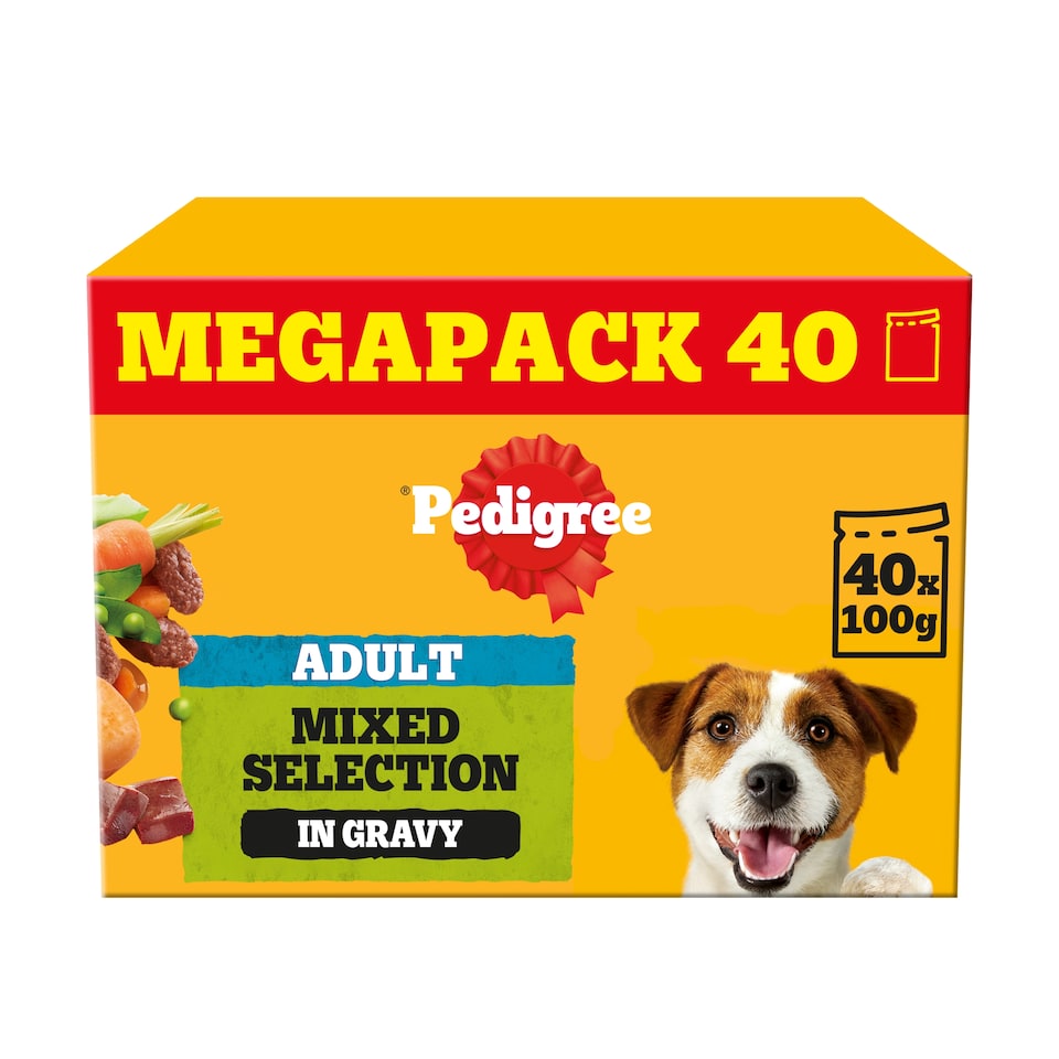 image 1 of Pedigree Adult Wet Dog Food Pouches Mixed in Gravy 40x100g