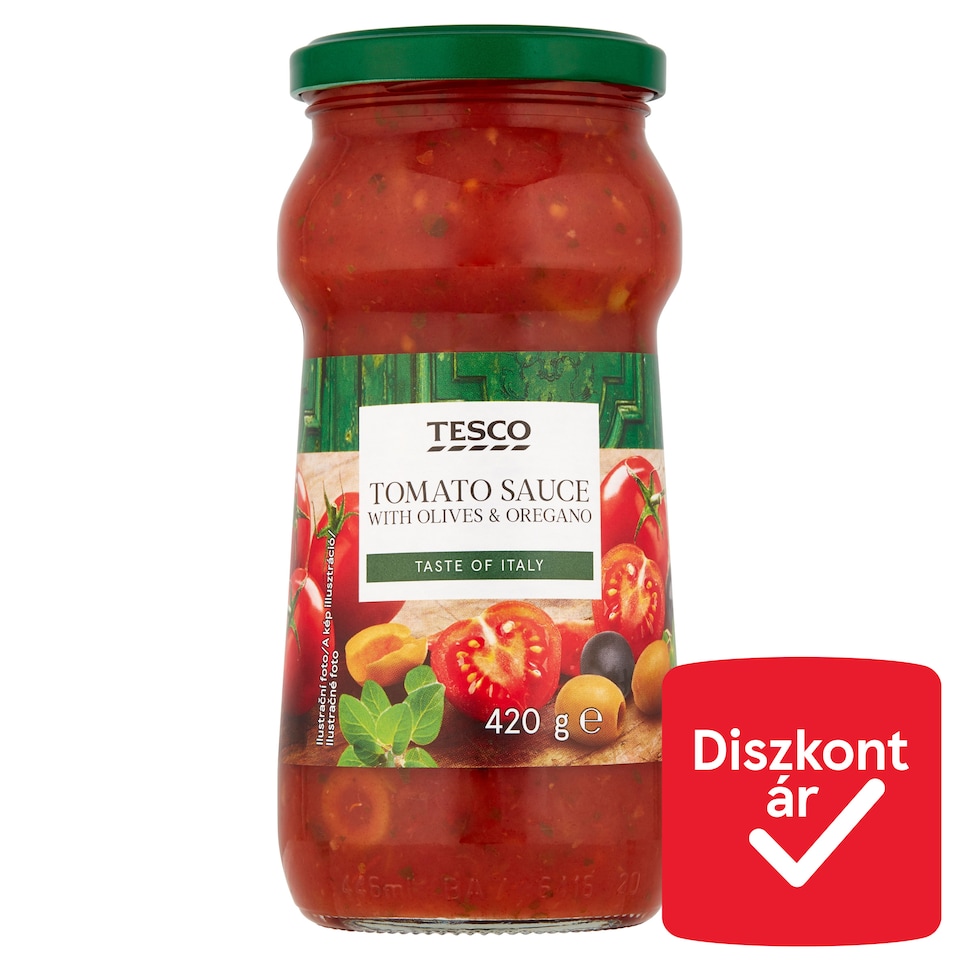 Tesco paradicsomszósz olívabogyóval és oregánóval 420 g