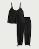 image 4 of F&F 2-Piece Pure Cotton Lace Trim Pyjama Set in Black