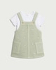 image 1 of F&F Baby 2-Piece Pure Cotton Embroidered Pinafore and Bodysuit Set in Green
