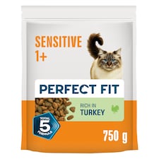 Perfect Fit Sensitive 1+ Adult Dry Cat Food - Turkey 750g