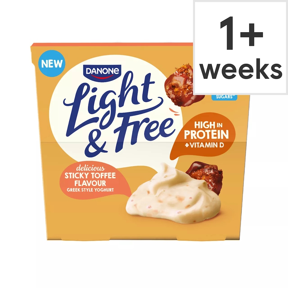 image 1 of Light & Free Sticky Toffee Greek Style Fat Free Yoghurt 4x115g
