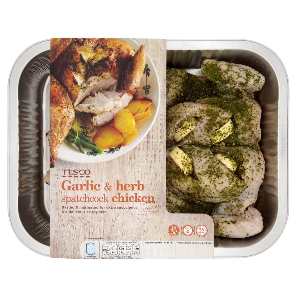 Tesco Garlic & Herb Spatchcock Chicken 1.20Kg