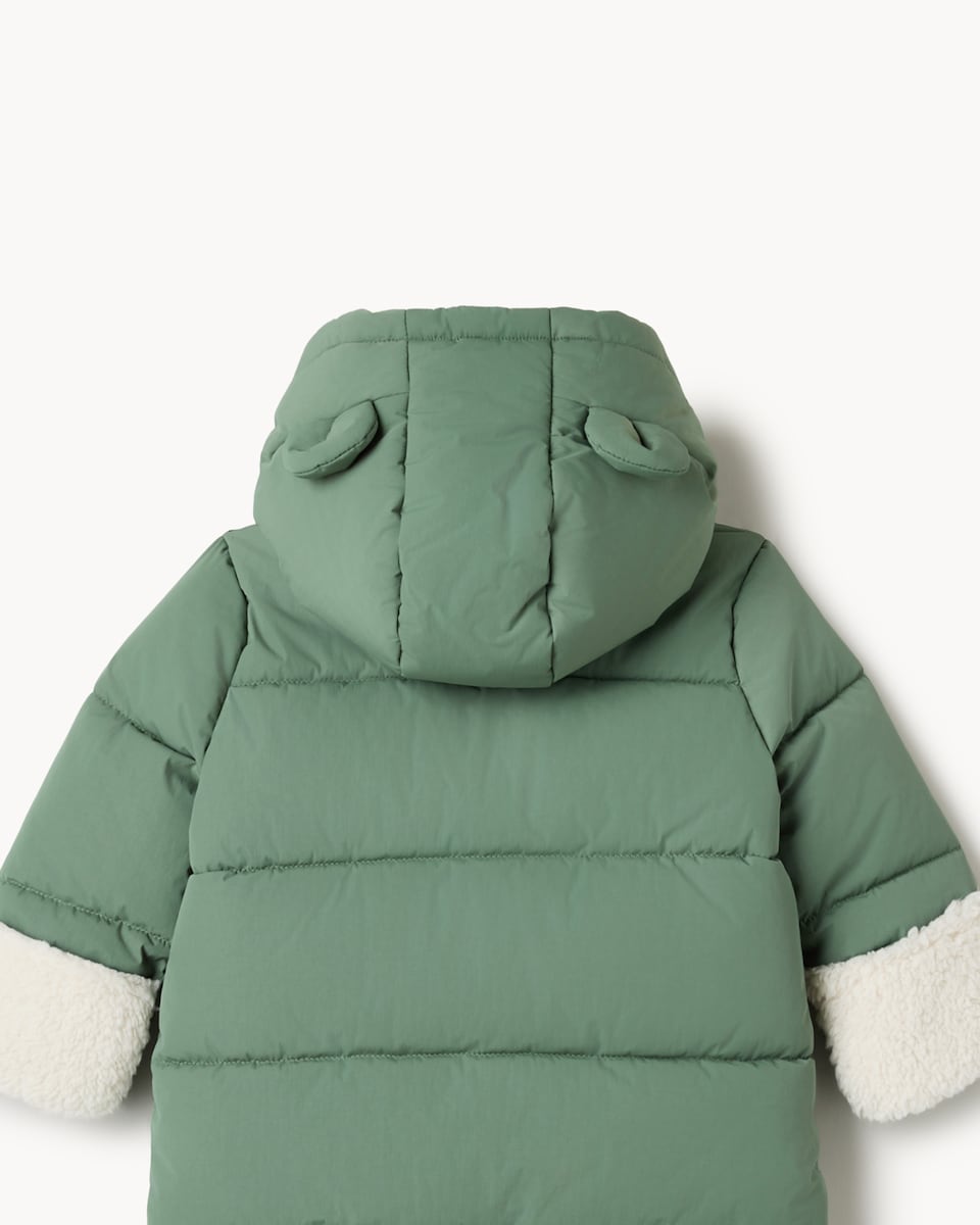 image 1 of F&F Baby Hooded Padded Pramsuit in Green