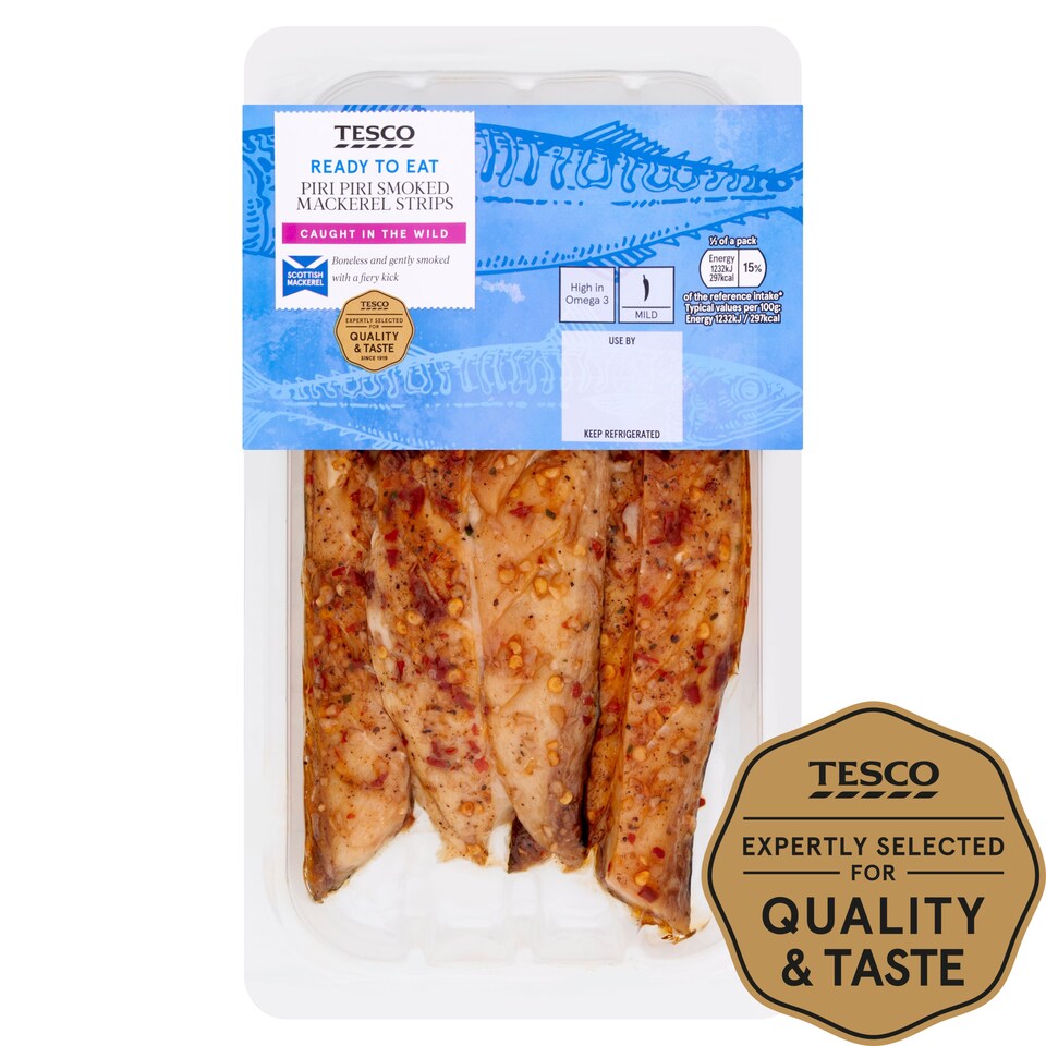 Tesco Piri Piri Smoked Mackerel Strips 200G Tesco Groceries