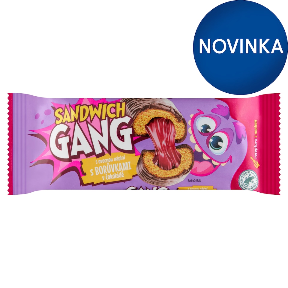 obrázok 1 z Sandwich Gang medové jemné pečivo s ovocnou náplňou s čučoriedkami v čokoláde 40 g