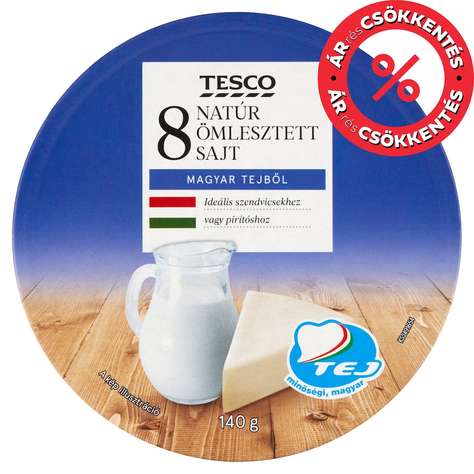 Tesco natúr ömlesztett sajt 8 db 140 g